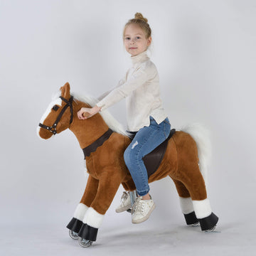 Ufree Horse Best Birthday Gift For Girls. Ride On Walking Horse Toy, Height 36 Inch For Children 4 To 9 Years Old, Amazing Birthday Surprise.(White Mane And Tail)