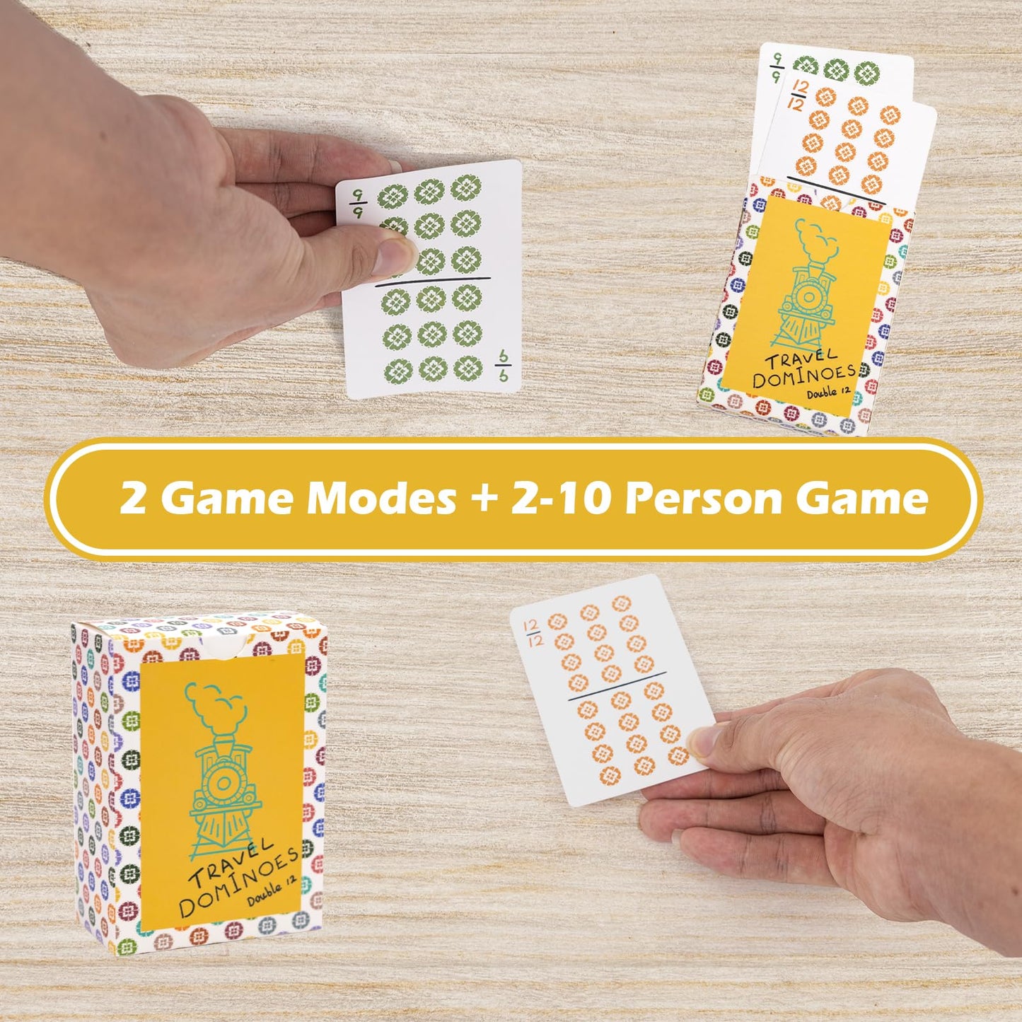 Extguds Mexican Train, Mini Dominoes Game:105 Cards+1 Instruction+1 Scoresheet,Double 12 And Double 9 Dominoes Set,2-10 Players,Dot Dominoes,Travel Dominoes
