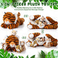Threan 5 Pcs Tiger Stuffed Animals Plush Toy Set 16 Inch Stuffed Mommy Tiger With 4 Baby Cubs In Zippered Belly Cuddly Plushies For Kids Boys Girls Birthday Gifts Forest Party Favor Decors(Cute)