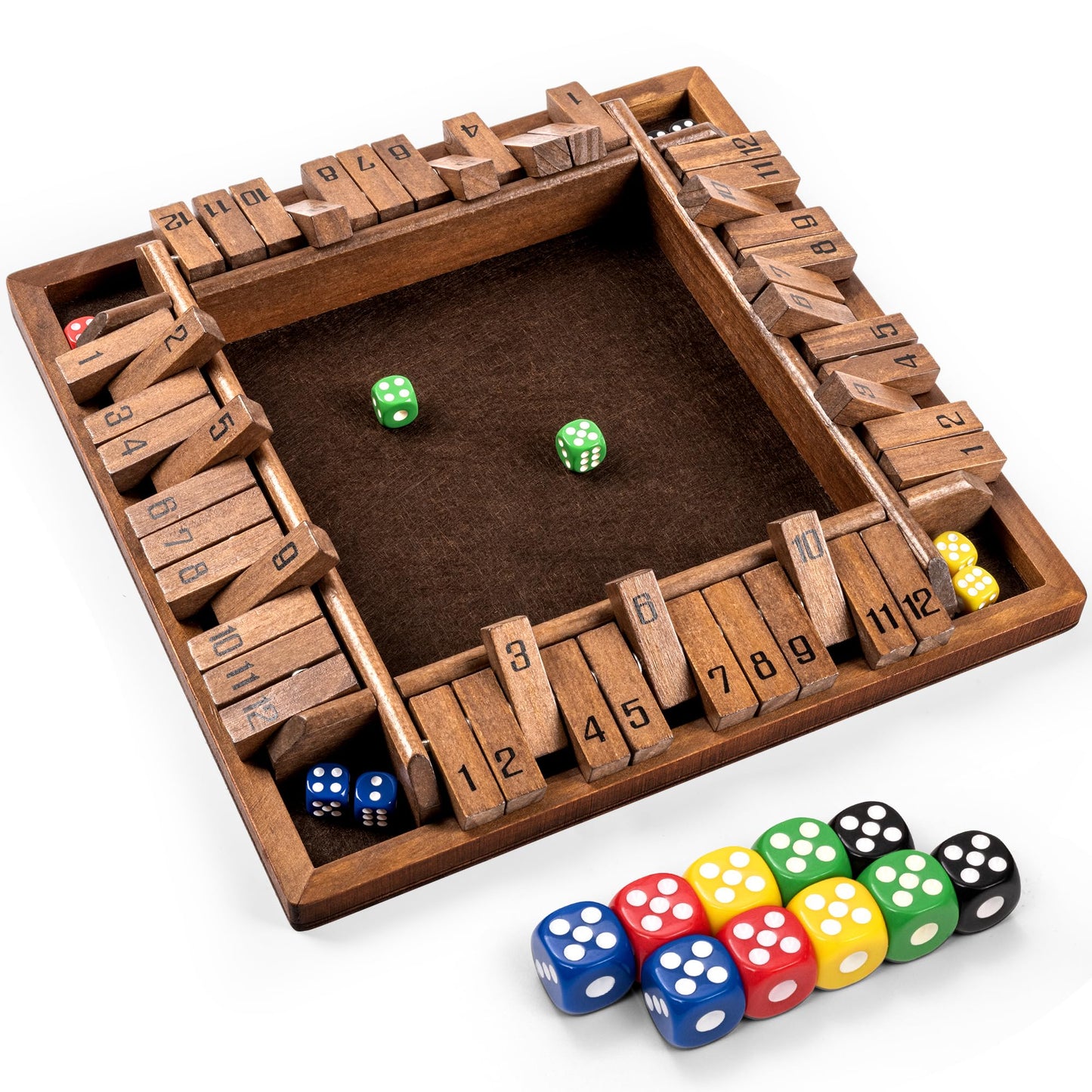 ropoda Shut The Box Game  Upgraded 12 Numbers Wooden Board Games for mature-themed and Kids  Shut The Box Dice Game -Addition Training  Fun for Family Game Night Vintage Style