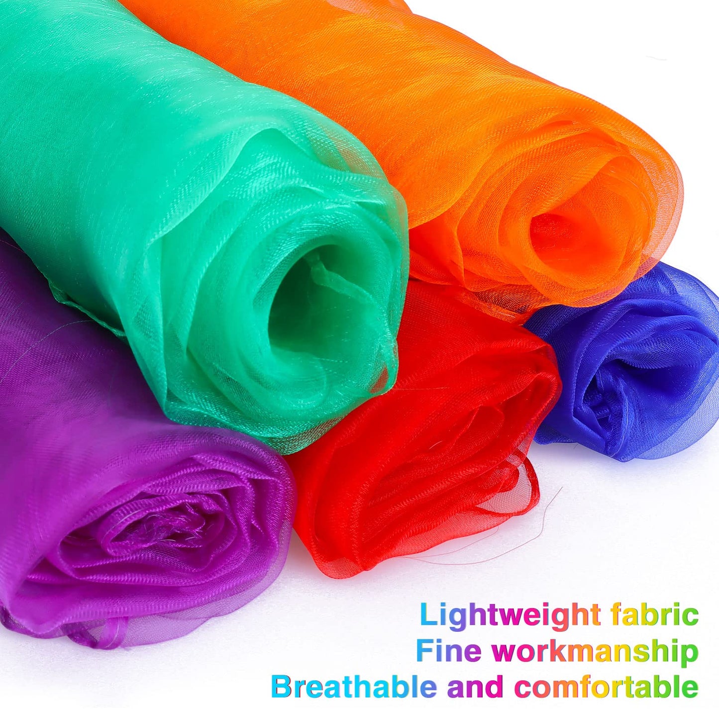 Blovec 12pcs Square Dance Scarves - 24x24 Inch Silk Props in 12 Colors, Perfect for Juggling and Music Movement Activities