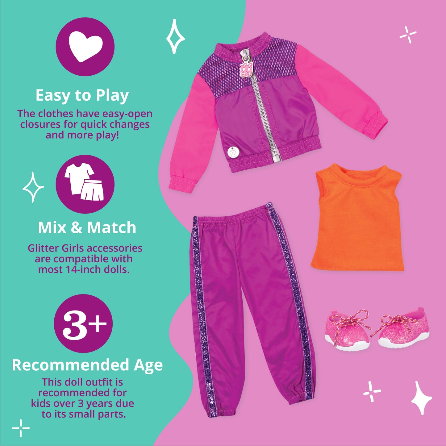 Glitter Girls - Shine & Dash Outfit -14-Inch Doll Clothes- Toys, Clothes & Accessories For Girls 3-Year-Old & Up Includes Tracks
