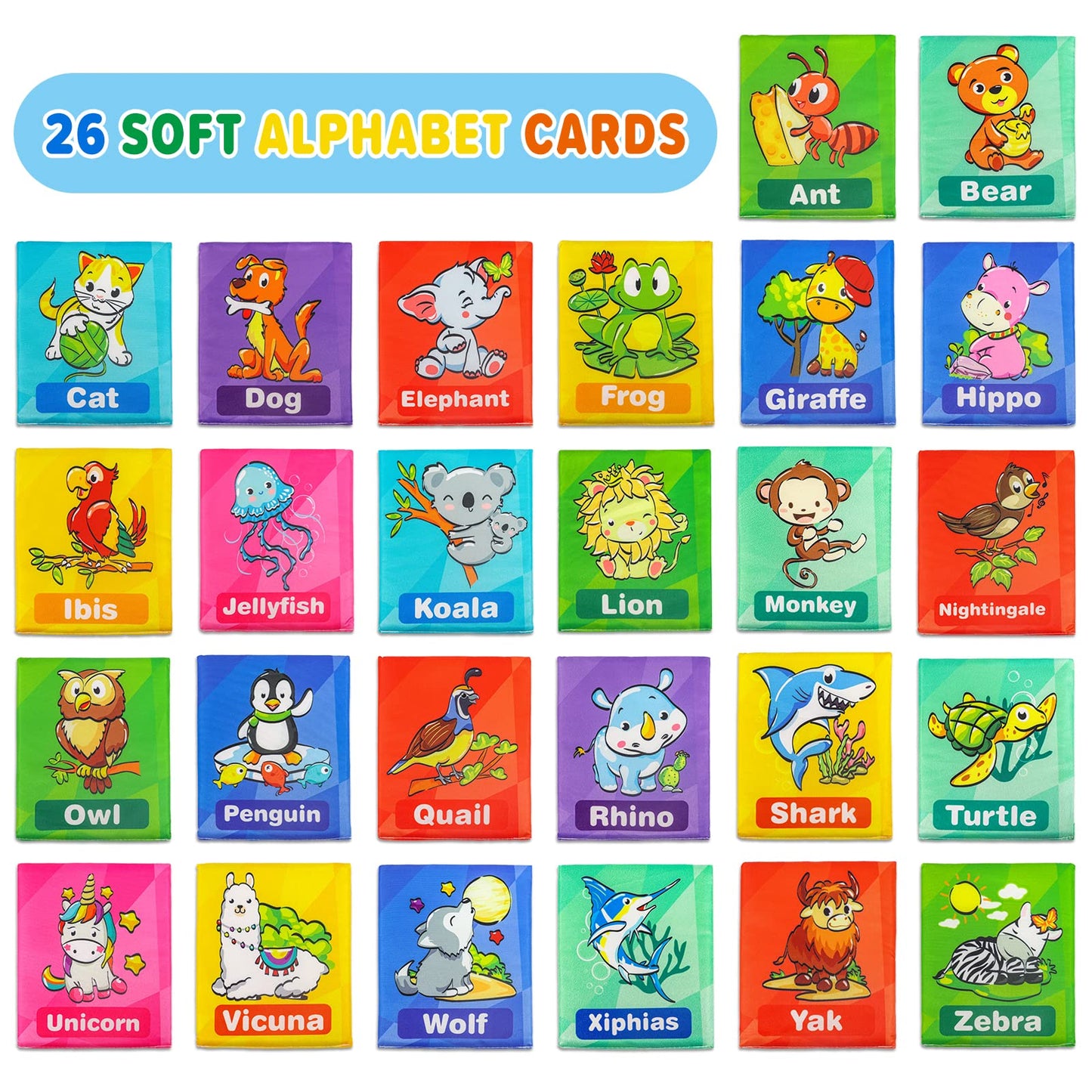 Dr.Rapeti Soft Alphabet Cards For Baby Infant Toddler Kids 26Pcs Abc Alphabet Cards 26 Letters Flash Cards With Storage Bag Washable Non-Toxic Early Learning Toy Baby Bath Toy