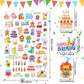 Julbear 300 Pieces Happy Birthday Foam Stickers Bulk Self-Adhesive Cute Cartoon Birthday Stickers For Arts Crafts Kids Students