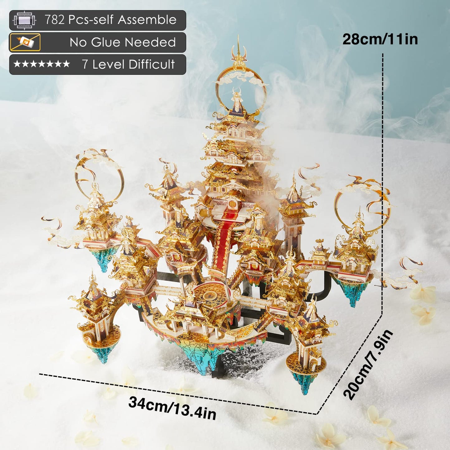 Piececool 3D Metal Asian Puzzles Model Kits- Lingxiao Palace Metal Building Kits For Adults, Brain Teaser Puzzle Diy Handcraft B