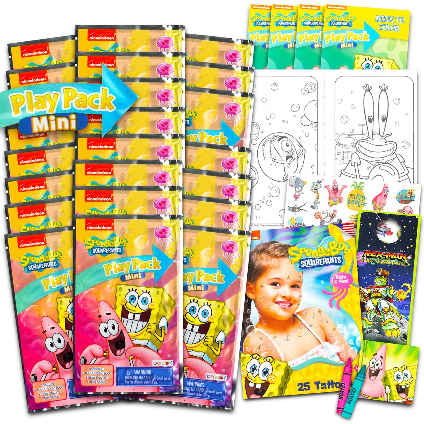 Viacom Spongebob Squarepants Mini Party Favors Set for Kids - Bundle with 24 Mini Spongebob Grab n Go Play Packs with Coloring P