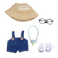 Designer Clothes for 17cm Doll  enhanced Dolls Demin Overalls Clothes  Cute Doll Outfit Accessories with Denim Overall  Ice Cream  Glasses  Shoes and Straw Hat  NZ001