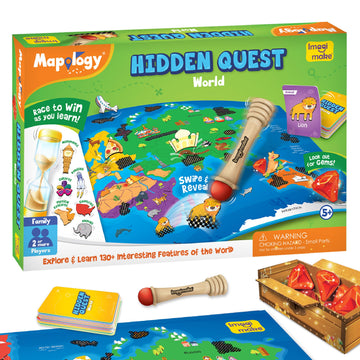 Imagimake Mapology Hidden Quest World Map Board Game | Magical Swipe & Reveal | Educational Toys For Ages 5-7 & 8-12 | Boys & Girls Toys Age 6-8 | Gifts For 10-Year-Old Boys
