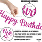Katchon Glitter Hot Pink Happy Birthday Banner - 10 Feet | Cursive Letters, Birthday Decorations | Backdrop For Pink Party Decorations