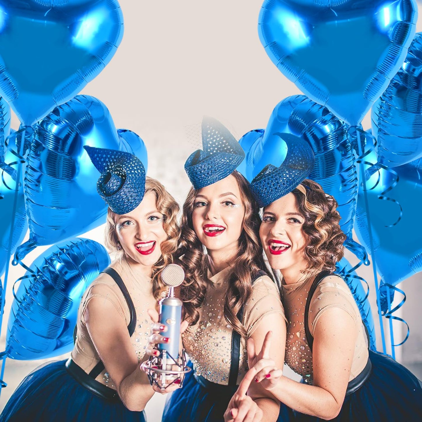 TONIFUL 30Pcs 18 Inch Blue Heart Balloons Blue Heart Shape Foil Mylar Balloons Decoration for Birthday Valentines Day Wedding B