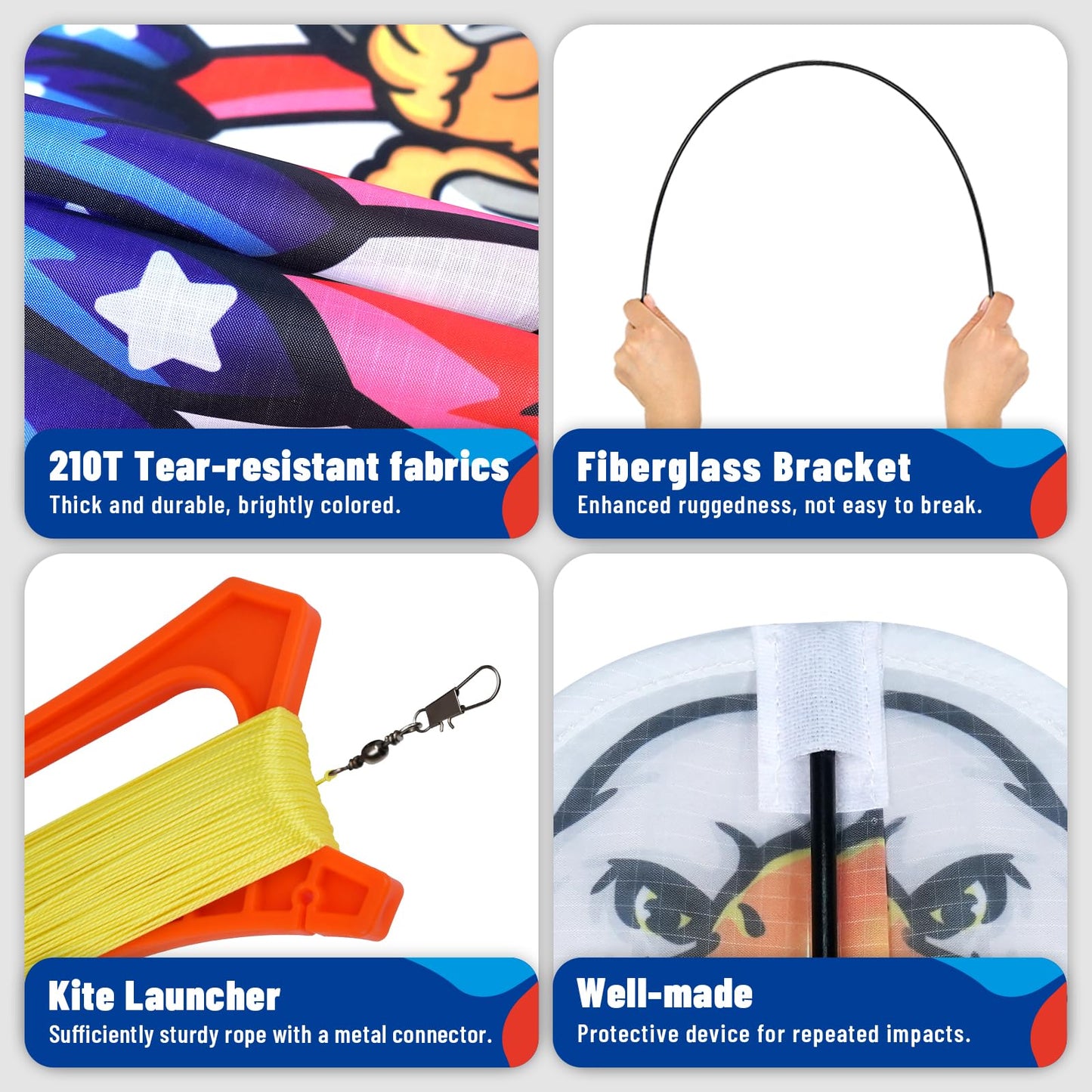 SGftre Eagle Kite - Easy-Fly Single Line Kite for Adults & Kids, Red & Blue American Flag, Perfect for Beach & Park Activities