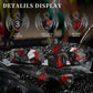 HNCCESG Metal DND Dice Set Dragon D&D Dice for D&D Dungeons and Dragons Gift TTRPG Metal Dice with Dragon Dice Box(Black Red Dra