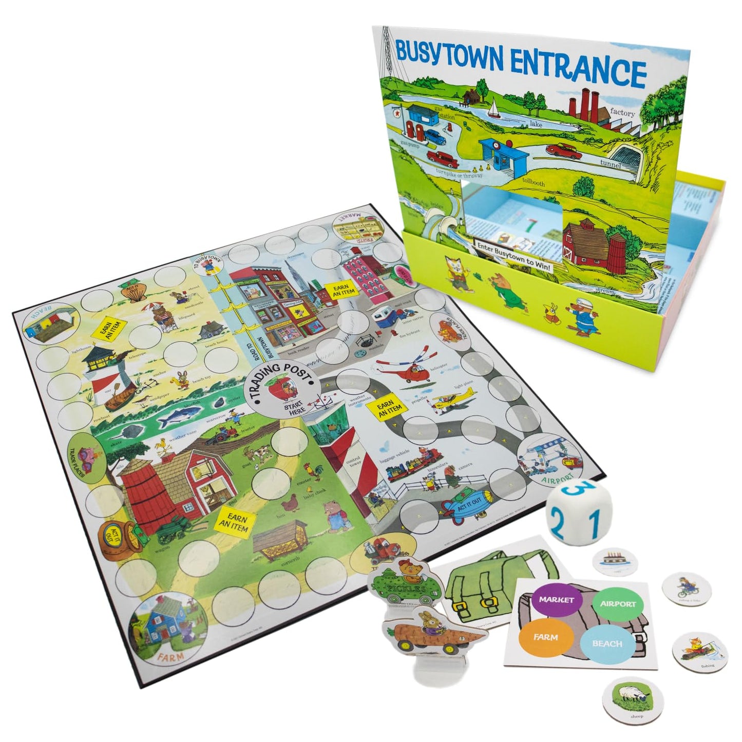 Briarpatch Busy Day Game - Richard Scarry's Early Reader, Cardboard, Multicolor, 2.5 x 15.5 x 10.5 inches, Model 06531
