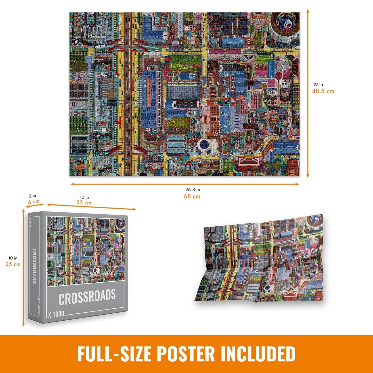 Cloudberries Crossroads Puzzle, Beautiful, Challenging Street Map Puzzle For Adults, Super Detailed 1000 Piece Jigsaw Puzzles