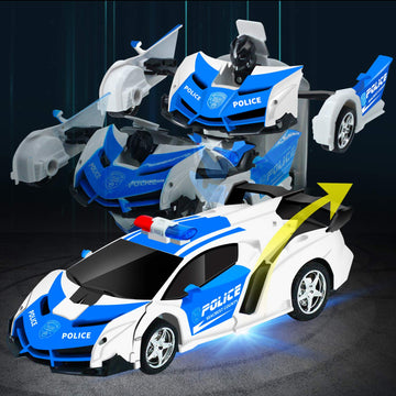 AMENON Remote Control Transform Car Robot Boys Toys with Lights RC Car 2.4Ghz 1:18 Rechargeable 360   Rotating Race Car Christma