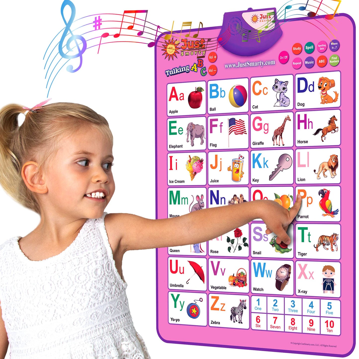 Just Smarty Interactive Alphabet Wall Chart | Talking ABCs & 123s Music Poster | Blue | 1 Count | Learning Toys for Toddlers 1-3