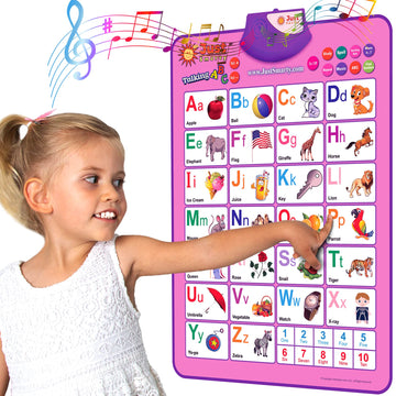 Just Smarty Interactive Alphabet Wall Chart | Talking ABCs & 123s Music Poster | Blue | 1 Count | Learning Toys for Toddlers 1-3