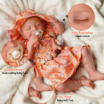 Babeside Lifelike Reborn Baby Dolls - 20-Inch Soft Full Vinyl Body Realistic-Newborn Sleeping Baby Girl Doll With Toy Accessories Gift Set For Kids & Collection