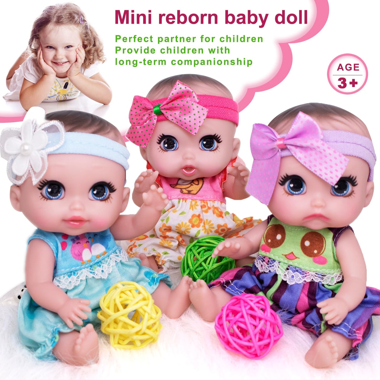 Beem Jun 6'' Cute Small Baby Doll Newborn Baby All Vinyl Reborn Baby Dolls For Girls Swivel Mini Dolls 16 Cm Crying Baby Diy Toy