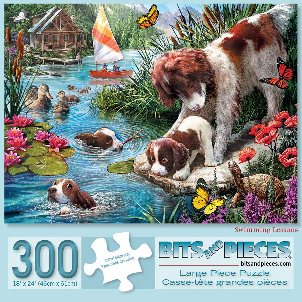 Bits And Pieces – Value Set Of Three Large 300 Piece Jigsaw Puzzles For Adults – Puppy Collection Jigsaw Puzzles By Artist Larry Jones, Completed Puzzle Size: 18' X 24'