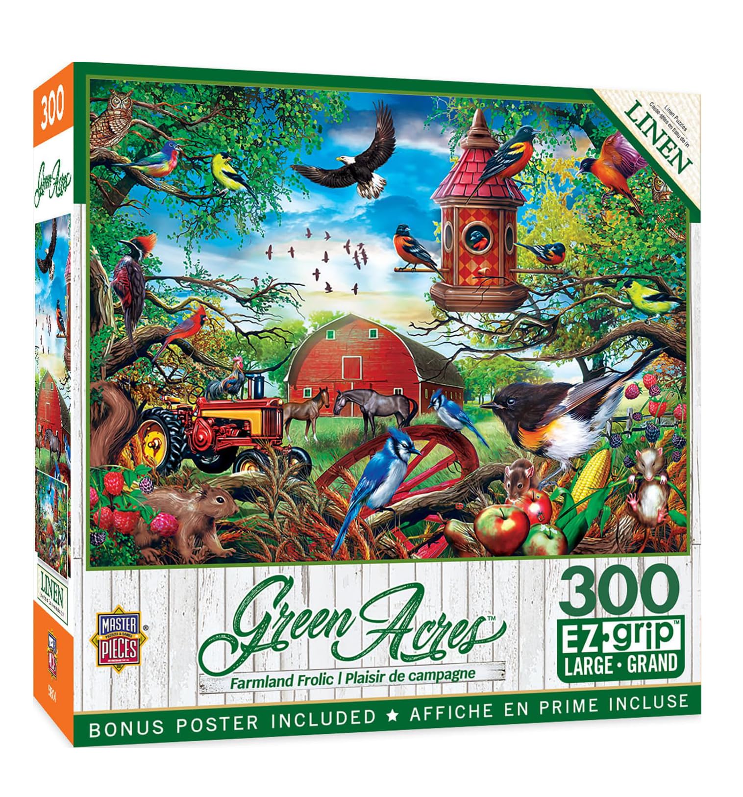 MasterPieces - 300 Piece Jigsaw Puzzle, Large EZ Grip Shapes, Quilt Country, Fun for Adults, Seniors, Family, Kids, Matte Finish