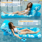 Jasonwell Inflatable Pool Float Adult - Large Blue Vinyl Lounger with Adjustable Backrest & Cup Holders, Model CPLF-190D