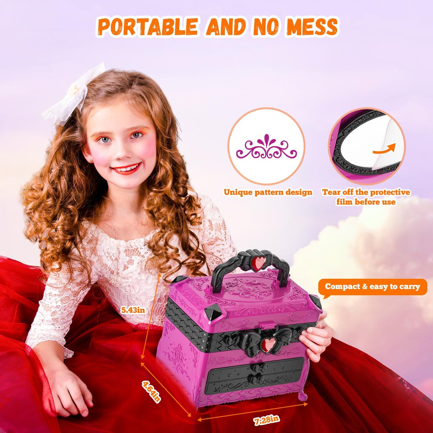 Kids Makeup Kit for Girl - 66Pcs Kids Washable Makeup Kits, Real Makeup Girls Toys Girl Makeup Sets for Toddler Kid Children Chr