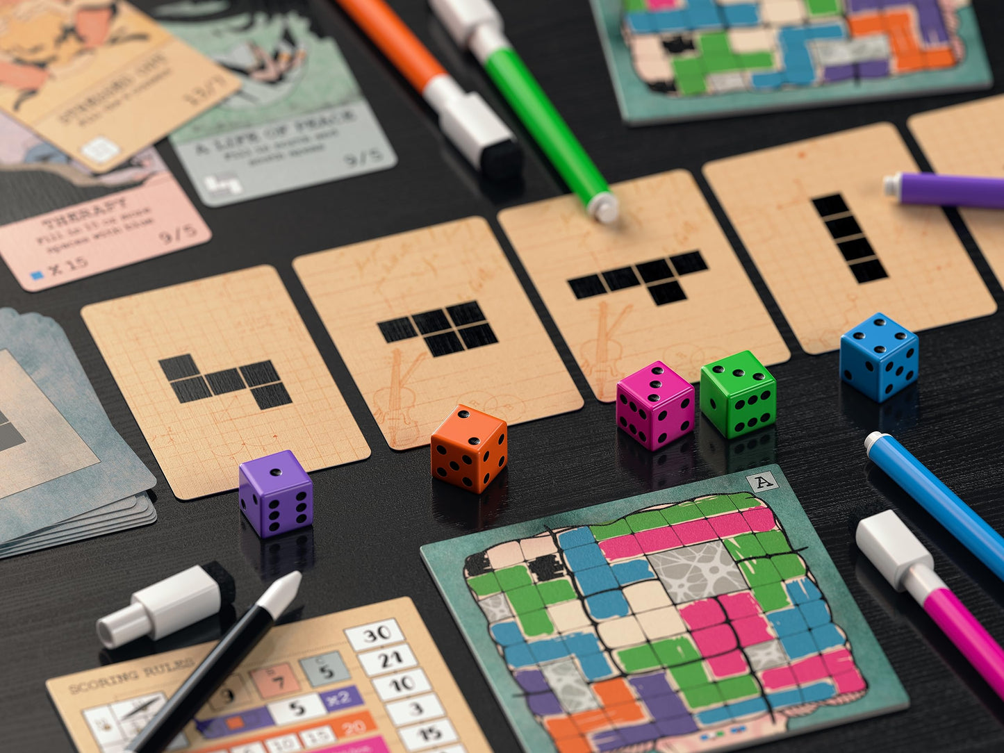 Mind Space Board Game - Polyomino Roll & Write - 1 to 5 Players - 30 Minute Play Time (Mind Space Base Game)