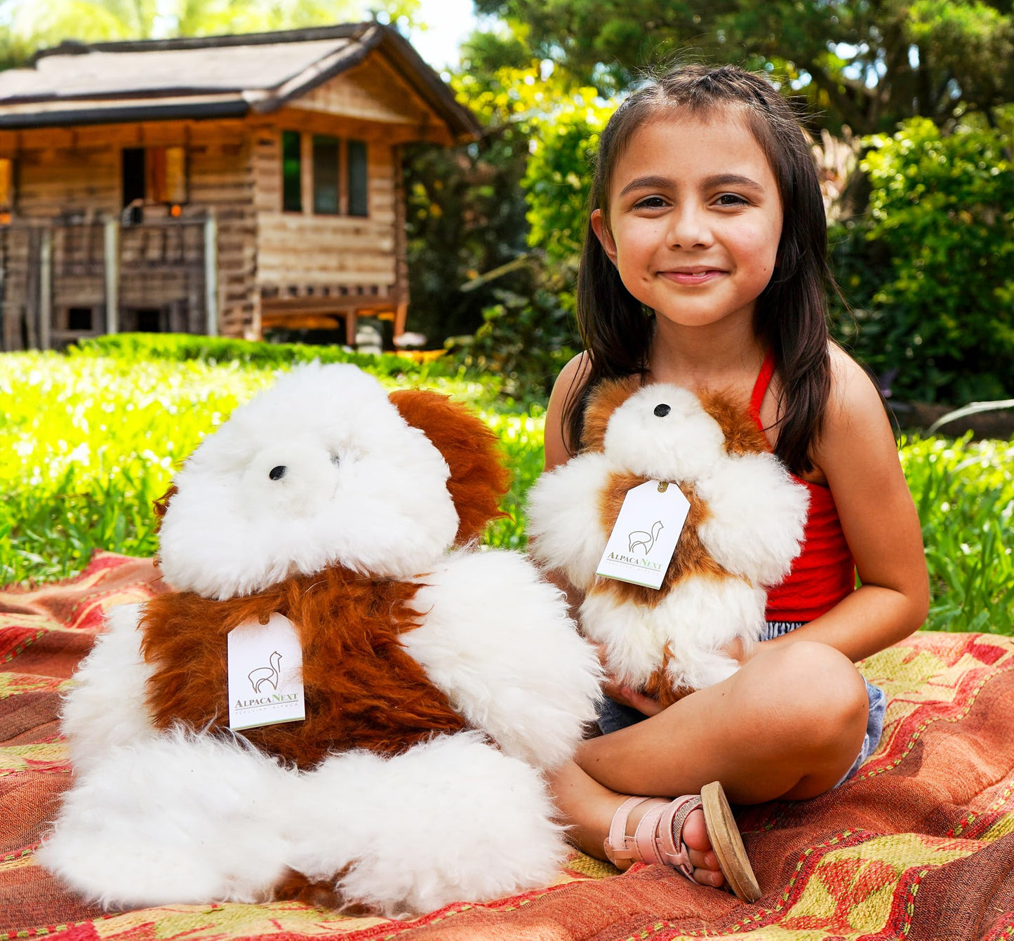 Alpacanext Soft And Cuddly Baby Alpaca Teddy Bear - 18 Inch. Premium Alpaca Stuffed Animal Handmade On Genuine Alpaka Fur. Cute Bear (18 Inches, White & Brown)