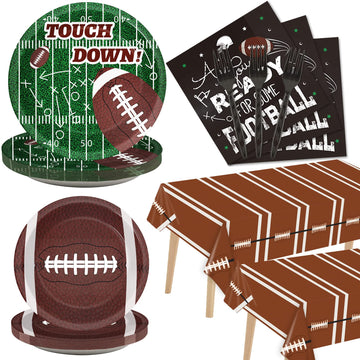 98 Pieces Football Birthday Party Supplies For 24 Guests Football Party Tableware Sets Touchdown Football Game Day Birthday Party Tablecloths For Party Decorations Table Cover Dinnerware Party Favors