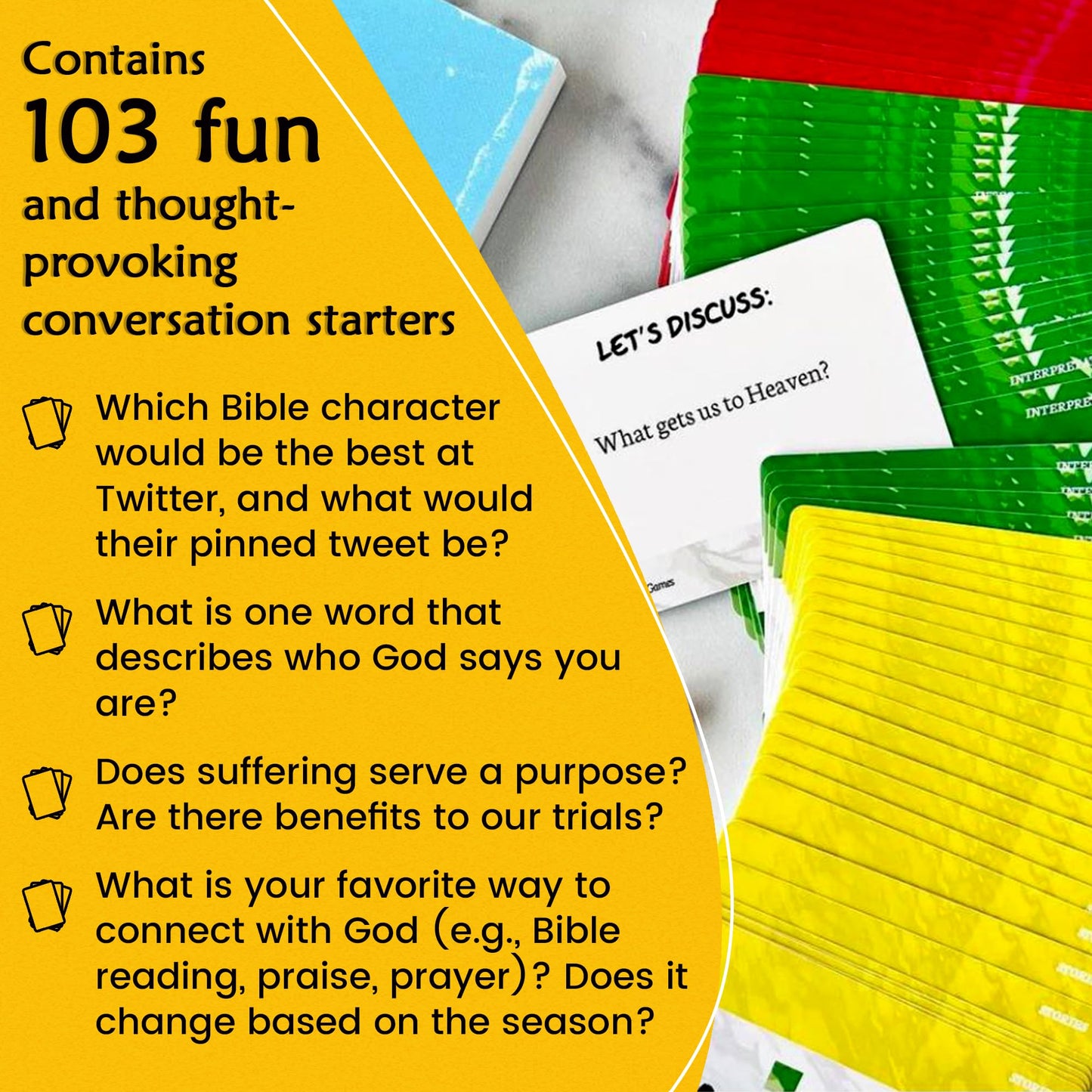 Kulture Games Christian Culture: Fun Conversation Starters for Bible Study - Multicolor Cardstock Cards