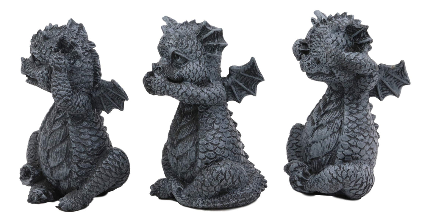 Ebros Whimsical Three Wise Dragon Hatchlings See Hear Speak No Evil Baby Dragons Collectible Figurine Miniature Set 3.5' Tall Each Dungeons And Dragons Medieval Renaissance Decor