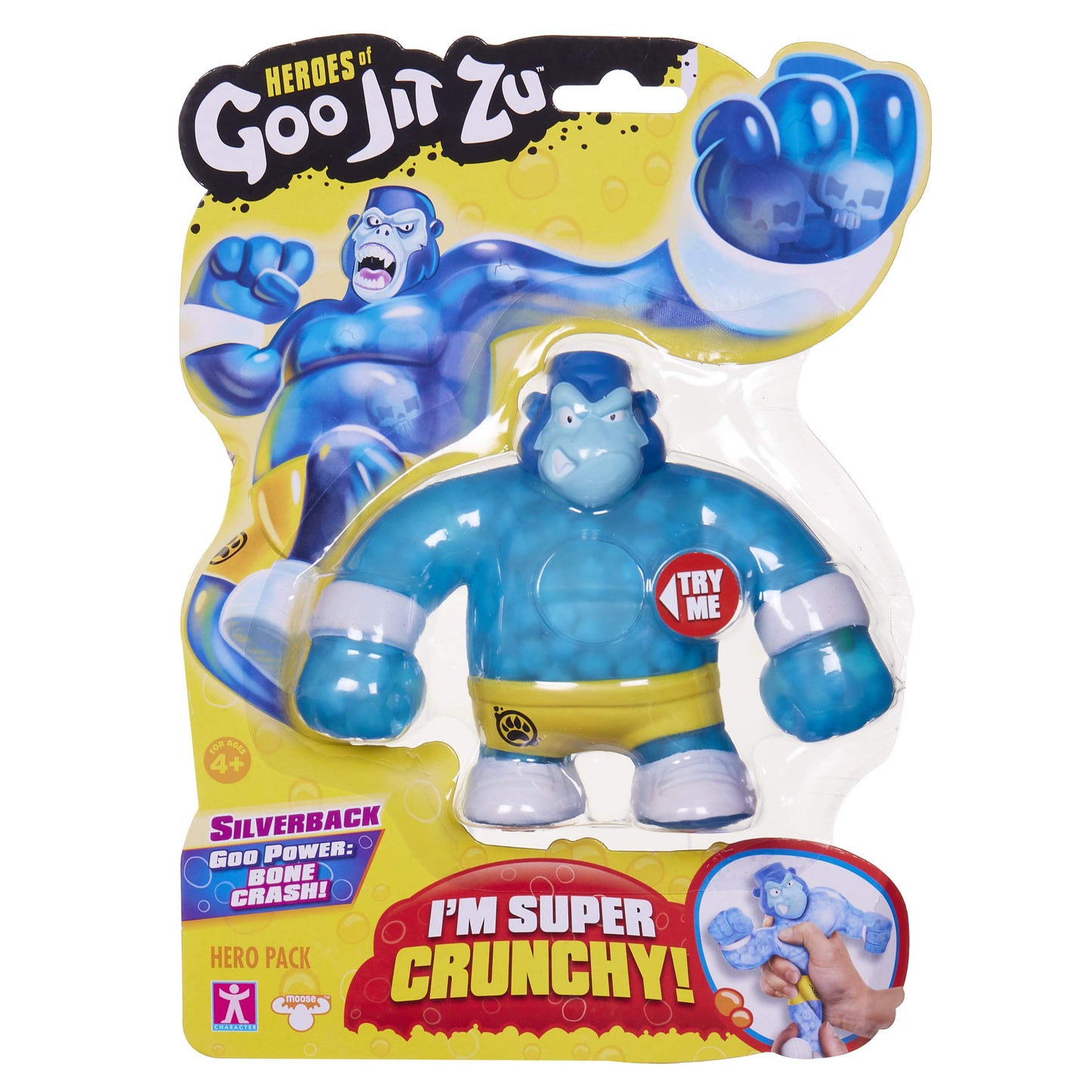 Goo Jit Zu Heroes of Goo Jit Zu Crunchy Gorilla Action Figure - Silverback, Multicolor, Plastic, Model 41028