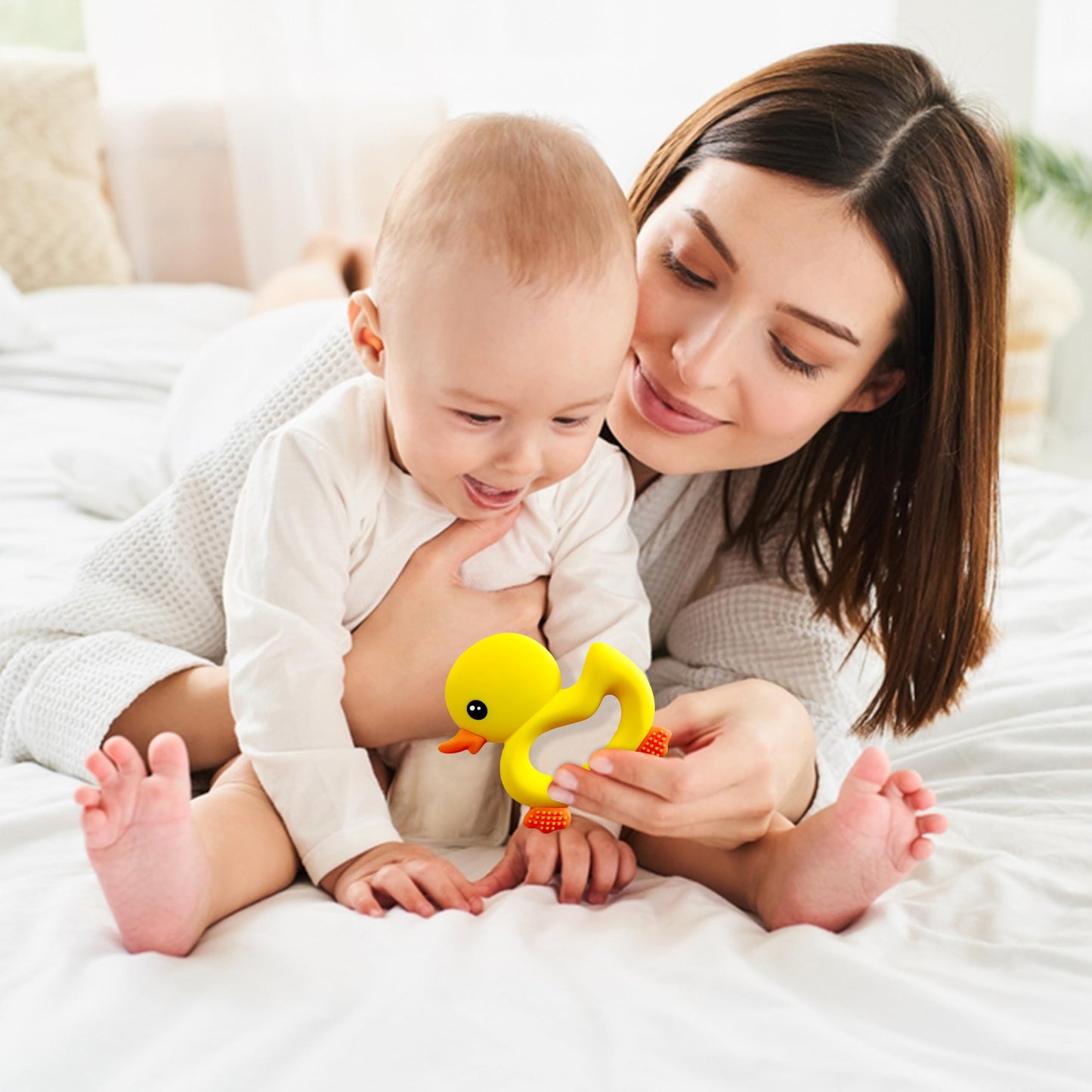 [Babybite] Baby Teething Toys Cute Duck Teether For Sensory And Developmental Play For Baby And Toddler 100% Bpa Free Food Grade