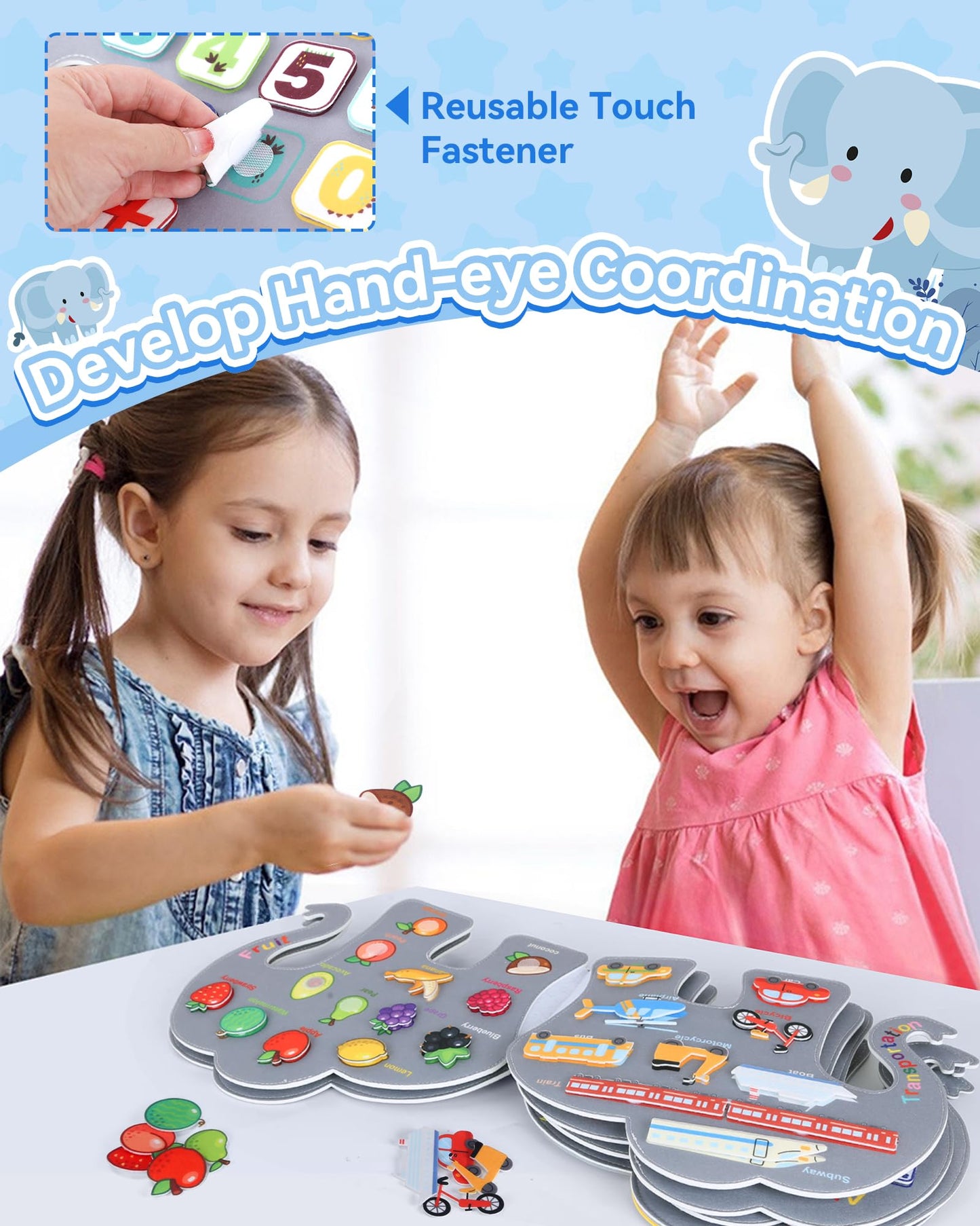 Heypappy Busy Board, 12 In 1 Educational Busy Book Learning Sensory Toys For Toddlers With Fine Motor Skills, Busy Book Toys Wit