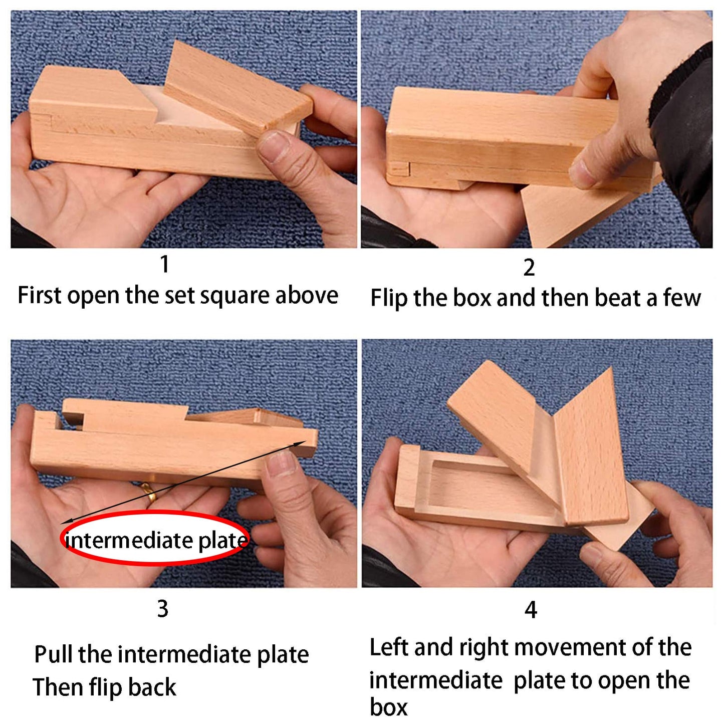 Ahyuan Wooden Brain Teaser Puzzle Box - Handmade 3D Secret Opening Game, Brown, Model PUZZLEBOX01, Gift Box for IQ Toys