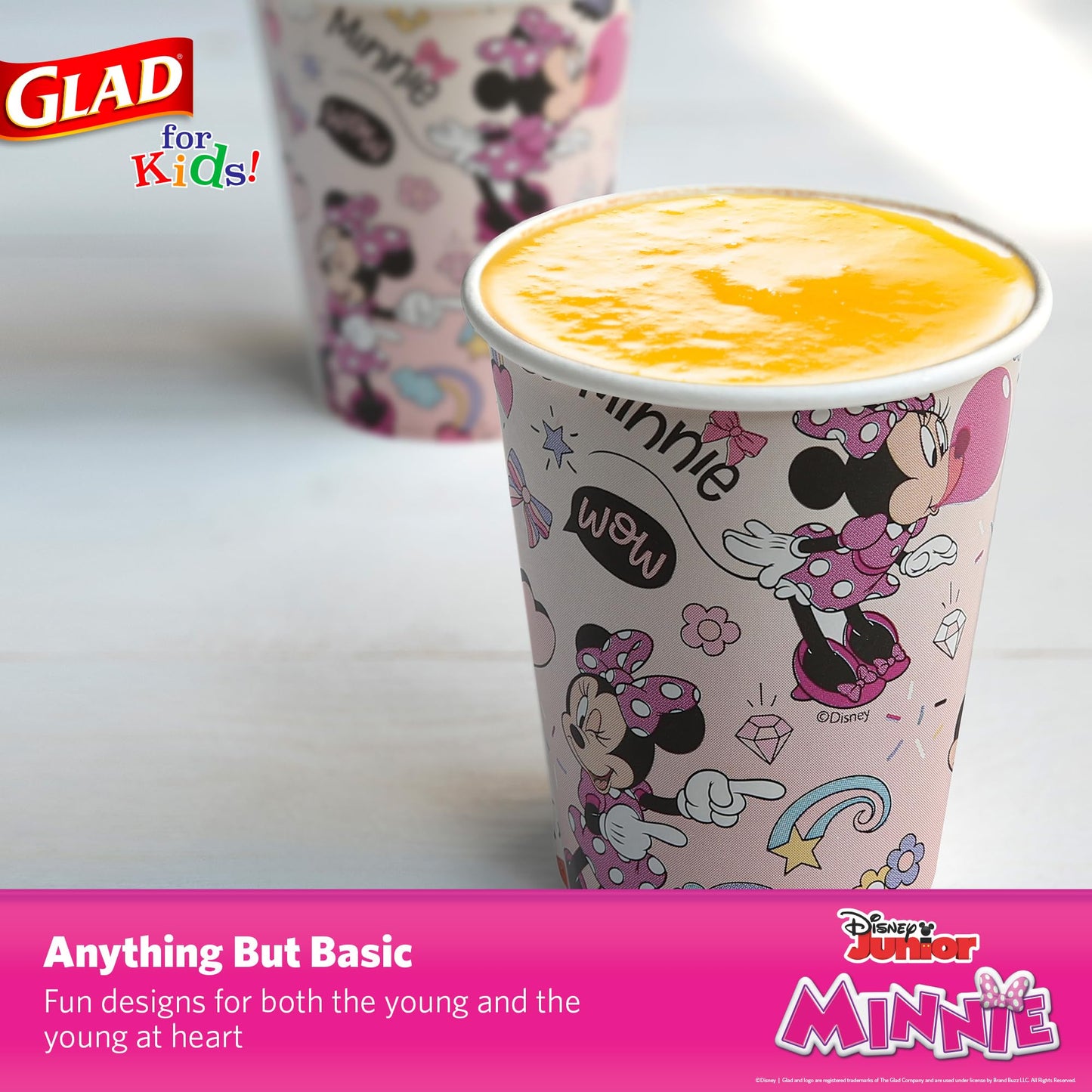 Glad for Kids Disney Mickey & Friends 9oz Paper Cups with Minnie Mouse Pink Polka Dots Design, 24 Count | Pink Polka Dot Mickey