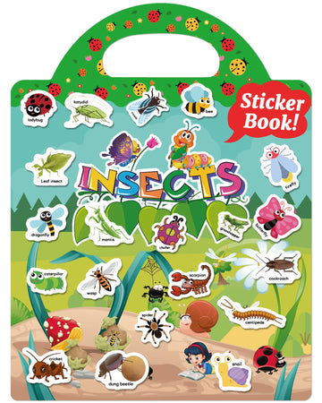 Benresive Reusable Sticker Book For Toddlers 2-4 Years, Fun Travel Stickers For Kids, Waterproof Sticker Books For Toddlers 1-3, Crafts Activities For Todddlers 1-3 2-4 3-5 - Insect