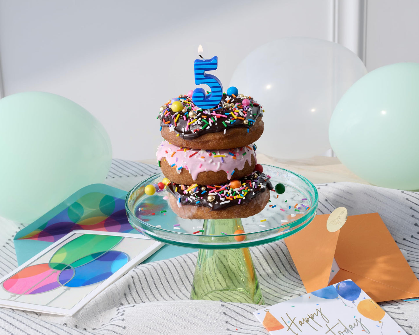 Papyrus Number 6 Birthday Candle, Blue Stripes (1-Count)