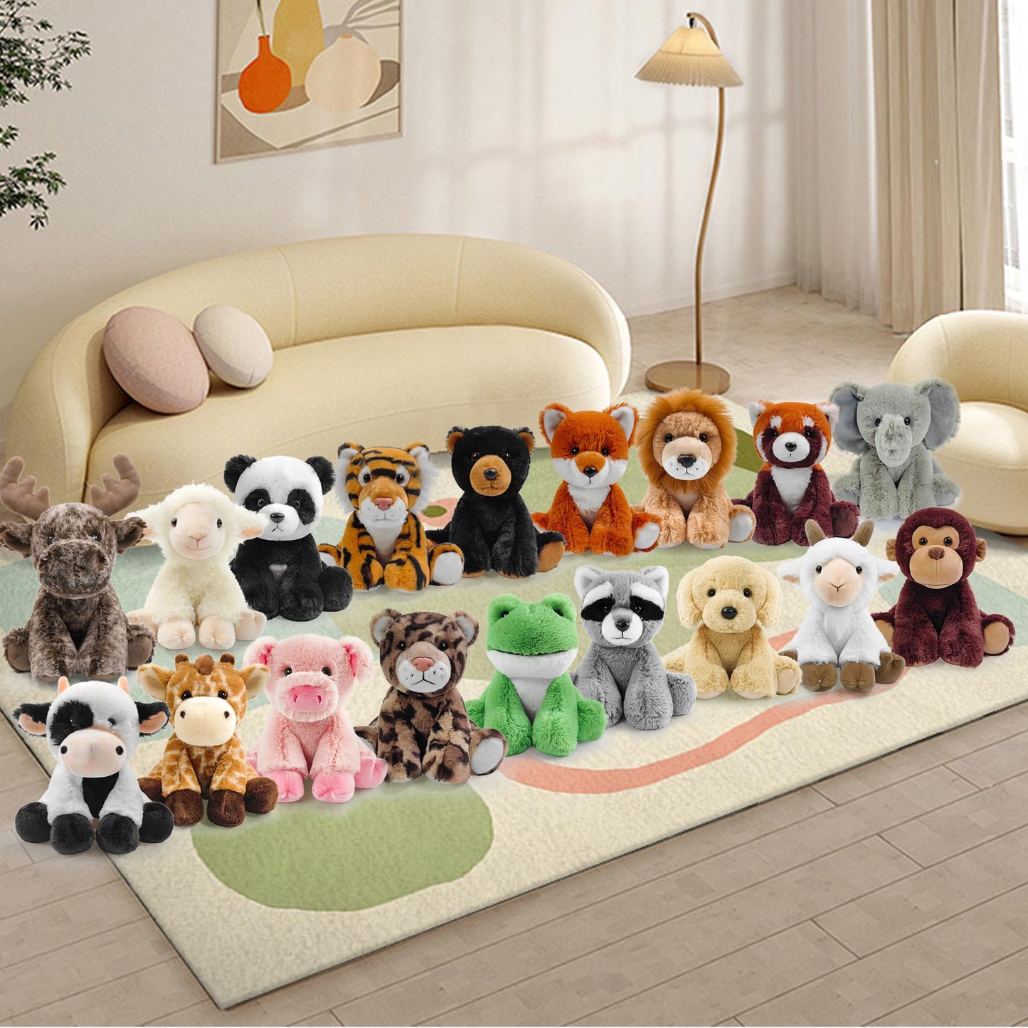 Stuffed Pig Sitting Toys Plush Animal  Realistic Animal Characters Stuffed Filled in Limbs 8.5 Inch Soft Huggable Gifts for Kids with Stuffed Animals Birthday Gift for Girls Boys