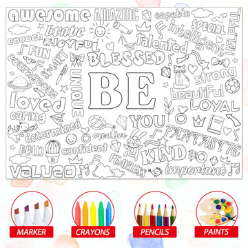 Giant Motivational Positive Coloring Poster For Kids Be Huge Inspirational Quotes Coloring Tablecloth Large Positive Coloring Bo