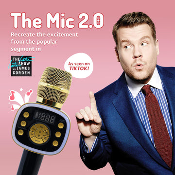 Carpool Karaoke Machine For Kids & Adults, Carpool Karaoke The Mic 2.0 - Wireless & Bluetooth Karaoke Microphone With Voice Changing Sound Effects As White Elephant Gift - Gold & Black