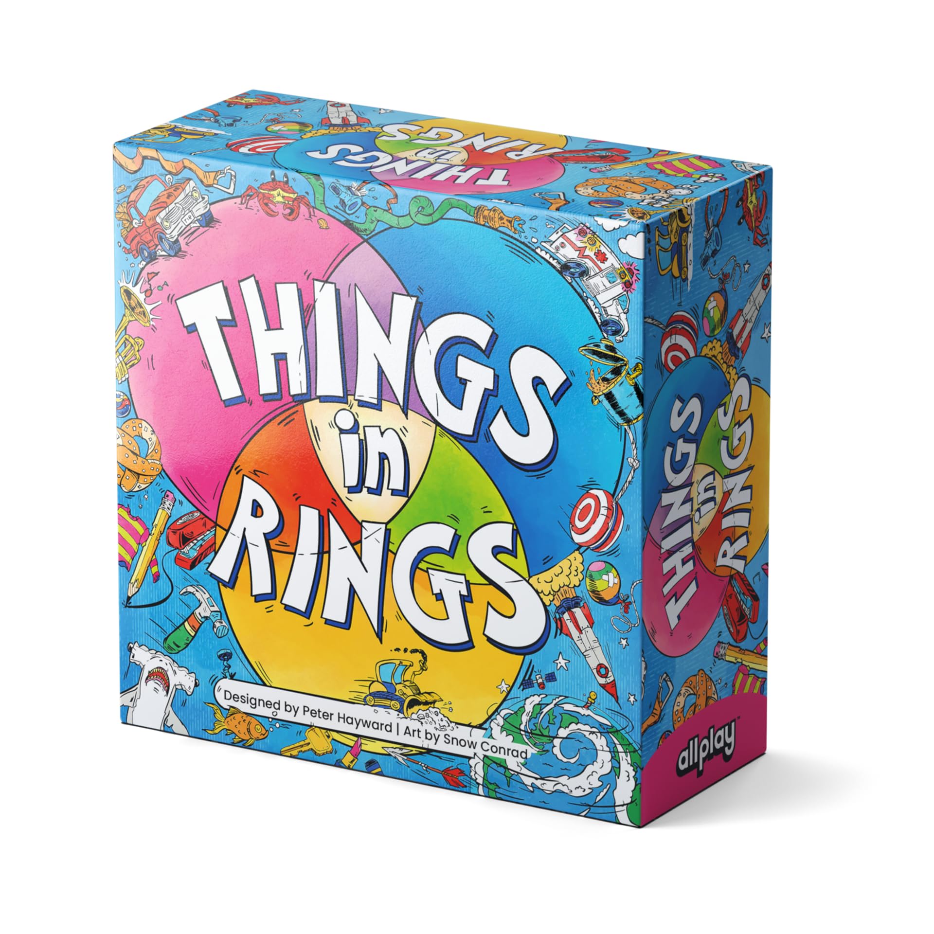 ALLPLAY Things in Rings Board Game - Thinky, Quick-Playing Party Game for Adults and Families - Logic + Deduction Game - 2 to 6+