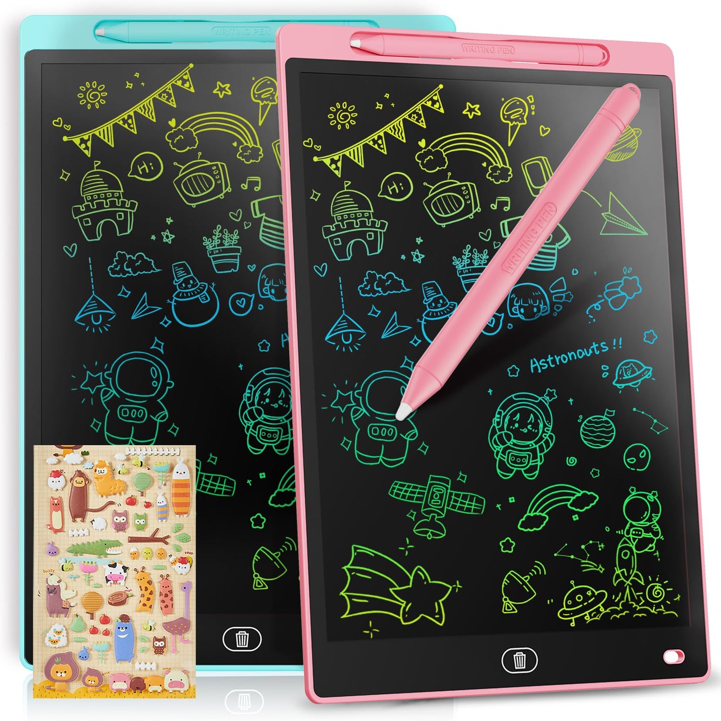 [2 Pack] Genialba LCD Writing Tablet 8.5-Inch Colorful Doodle Board, Toddler Learning Educational Toys Gifts for 3-8 Years Old G