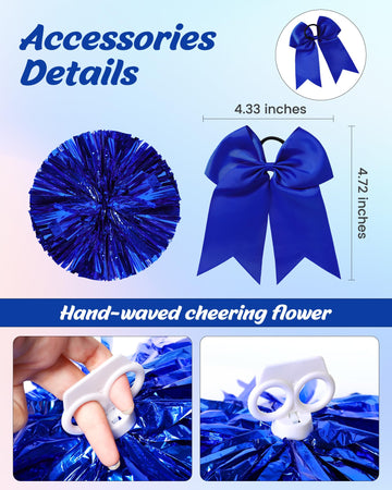 Woohand Halloween Girls Cheerleading Uniforms 8-9 Cute Cheer Uniform Outfit Girl Blue Cheerleader Costume With Accessories Athle