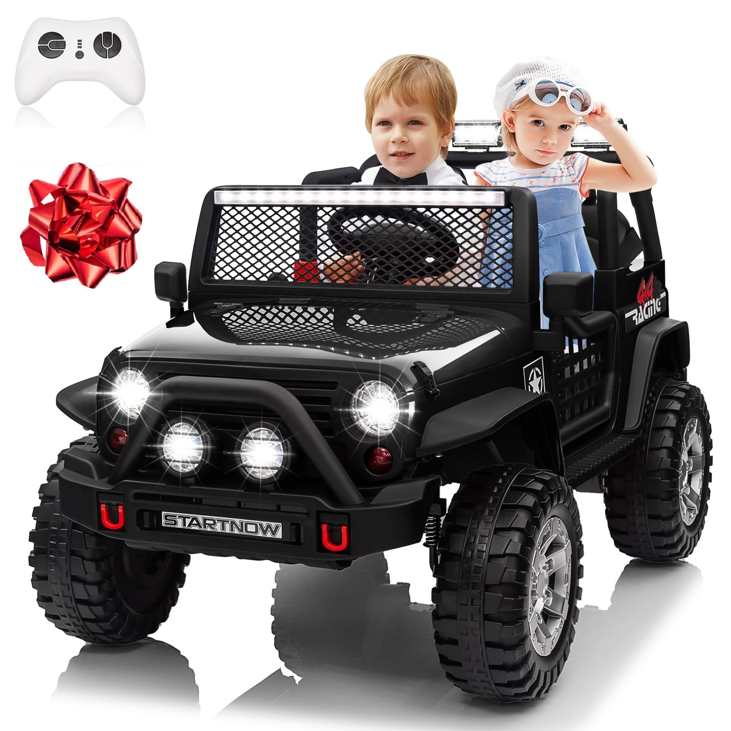 Joyracer 24V 4Wd Ride On Car Power 4 Wheels W/Gift Flower, Remote Control, 2 Seater, 4X200W Motor, 3 Speeds, Pop Music, Spring S