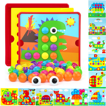 Aluabi Button Art Toys For Toddlers, Crafts For Toddler Toys Age 3-5, Early Learning Educational Toys, Color Matching Puzzle, Fi