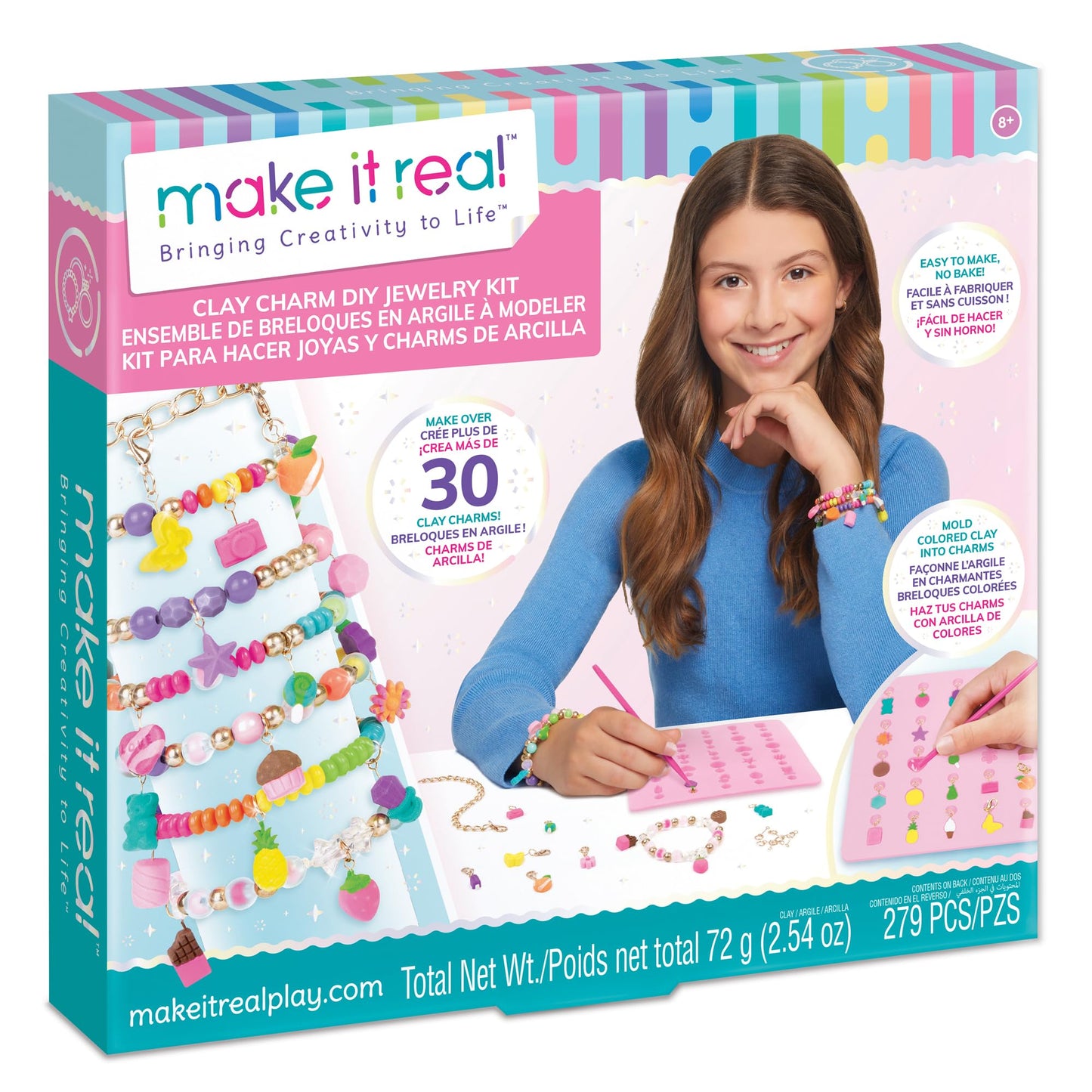 Make It Real:Clay Charm DIY Jewelry Kit - Make 30+ Clay No Bake Charms to Attach to Your Chain, Arts & Crafts, Girls & Kids Ages