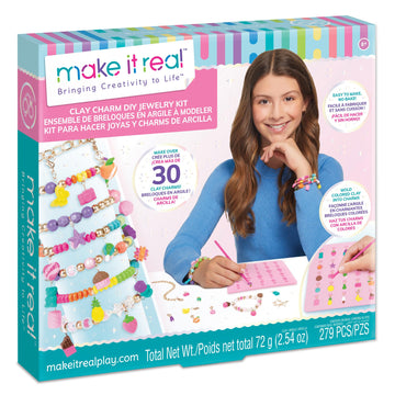 Make It Real:Clay Charm DIY Jewelry Kit - Make 30+ Clay No Bake Charms to Attach to Your Chain, Arts & Crafts, Girls & Kids Ages