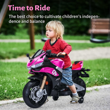 Tcaraiwen 12V Kids Ride On Motorcycle, Electric Kids Moped, Battery Powered Motorcycle For 3-5 Years Old, Pink